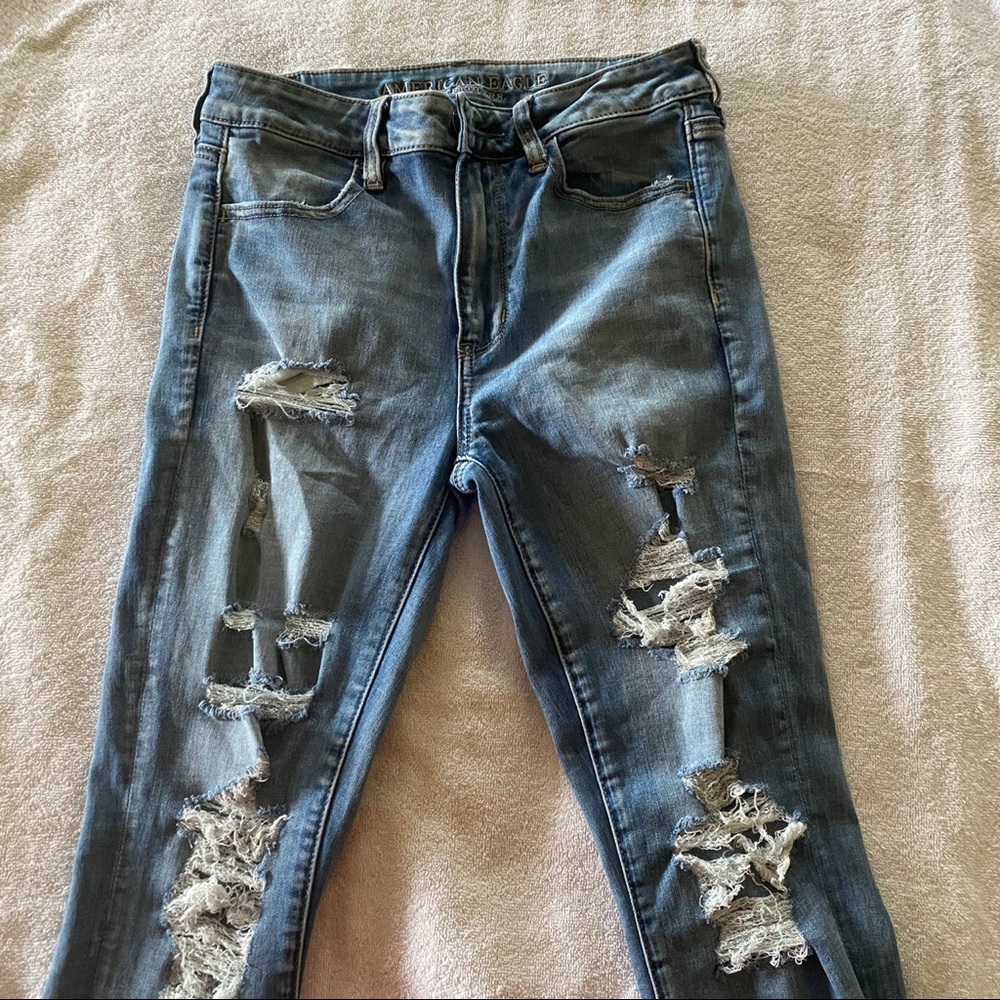 American Eagle high rise distressed jeans